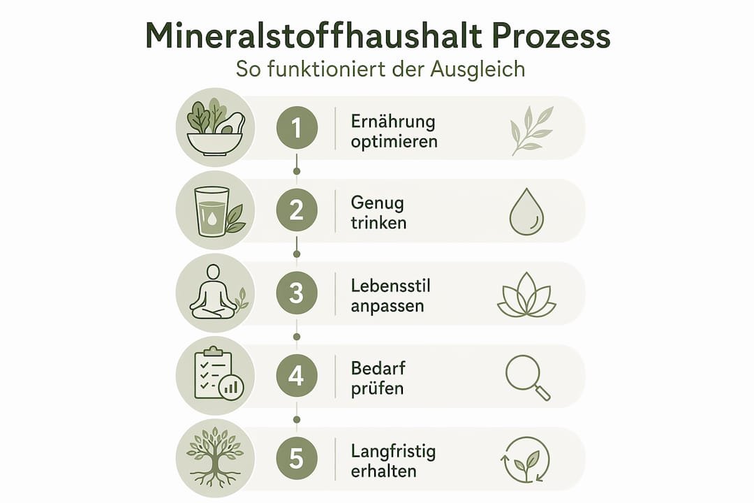 Übersichtliche Infografik: So funktioniert der Mineralstoffhaushalt Schritt für Schritt