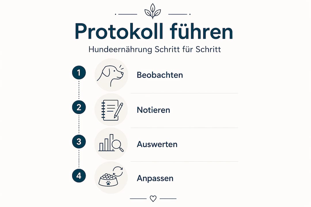 Grafik: Die wichtigsten Schritte für eine gesunde Hundeernährung auf einen Blick