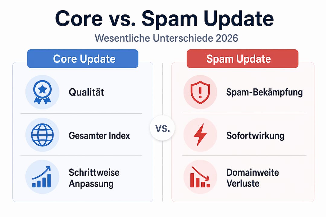 Infografik: Gegenüberstellung von Core-Updates und Spam-Updates