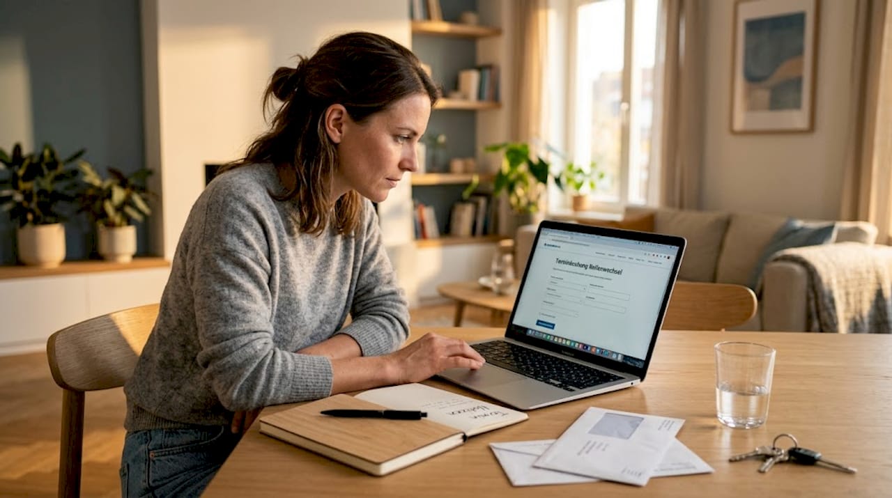 Eine Kundin vereinbart ihren Werkstatttermin bequem online.
