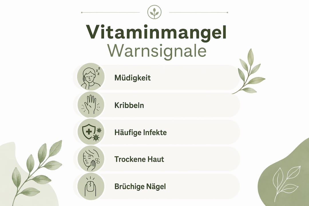 In dieser Infografik erfahren Sie, woran Sie einen Vitaminmangel erkennen können.