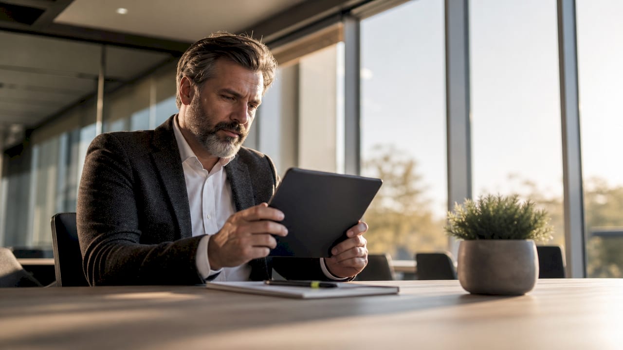 Mit den Händen werden SEO-Analysen direkt am Tablet ausgewertet.