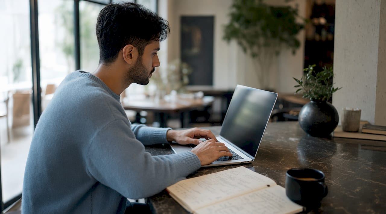 Fingers fliegen über die Tastatur, um den Code für eine schnellere Ladezeit zu optimieren.