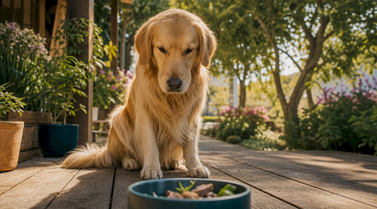 Aus nächster Nähe: Ein Hund erschnuppert neugierig die Düfte der Natur.
