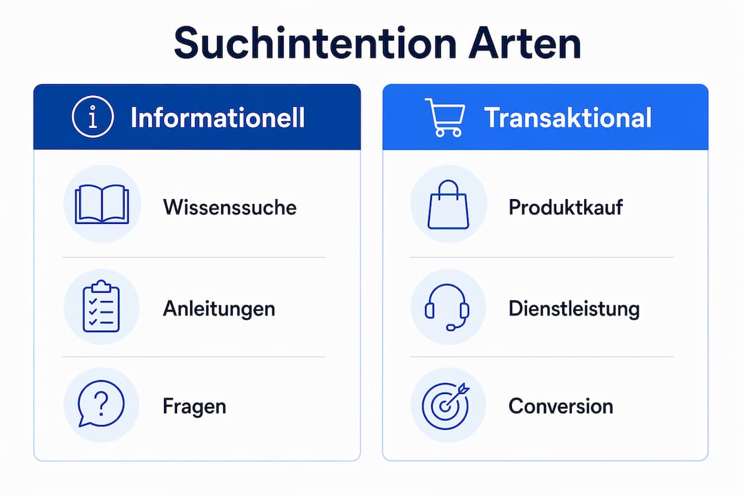 Übersichtsgrafik: Die verschiedenen Arten von Suchintentionen im Vergleich