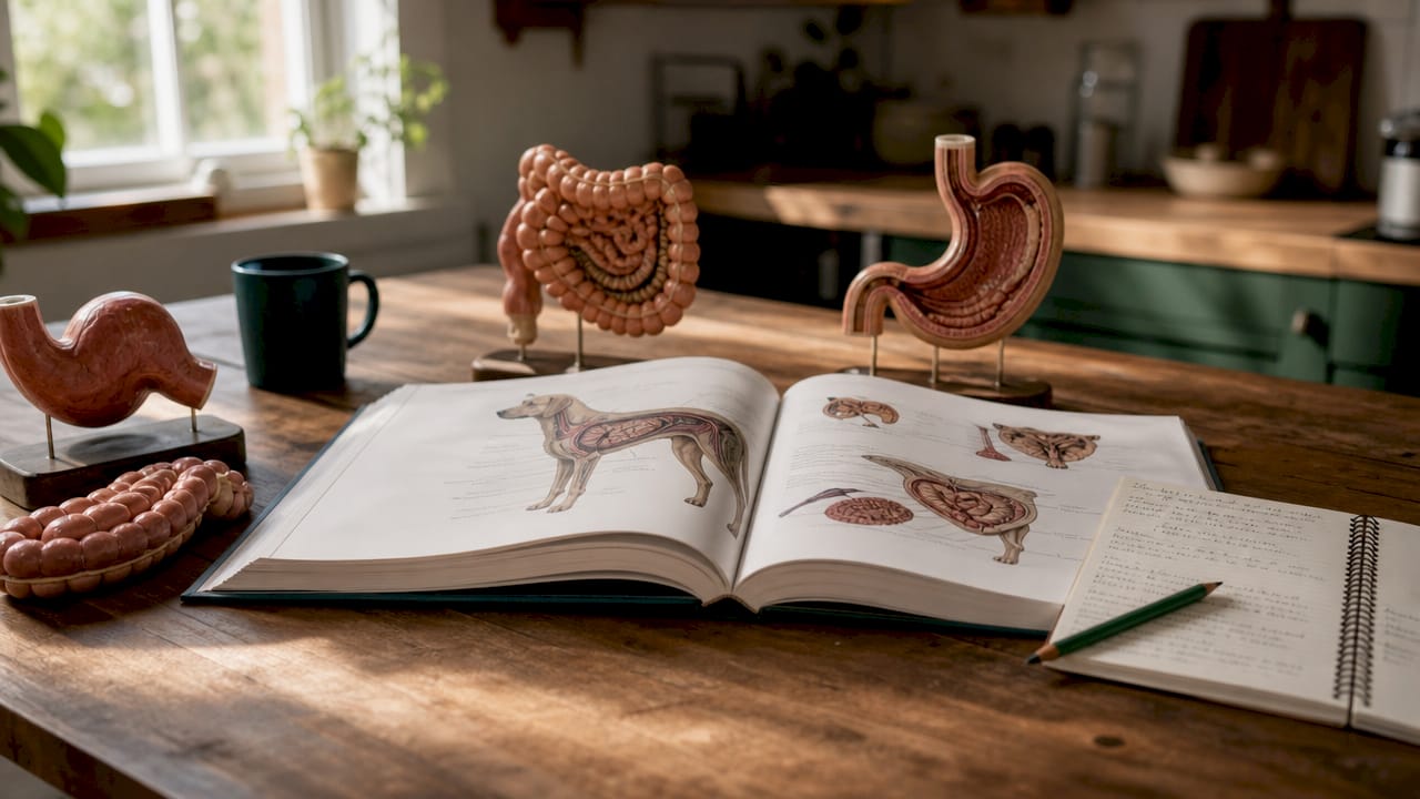 Detailreiche anatomische Modelle der Stoffwechselorgane eines Hundes – Großaufnahme