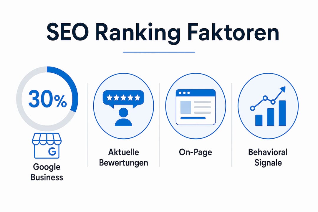Grafik: Die wichtigsten SEO-Faktoren für ein Top-Ranking im Jahr 2026 auf einen Blick