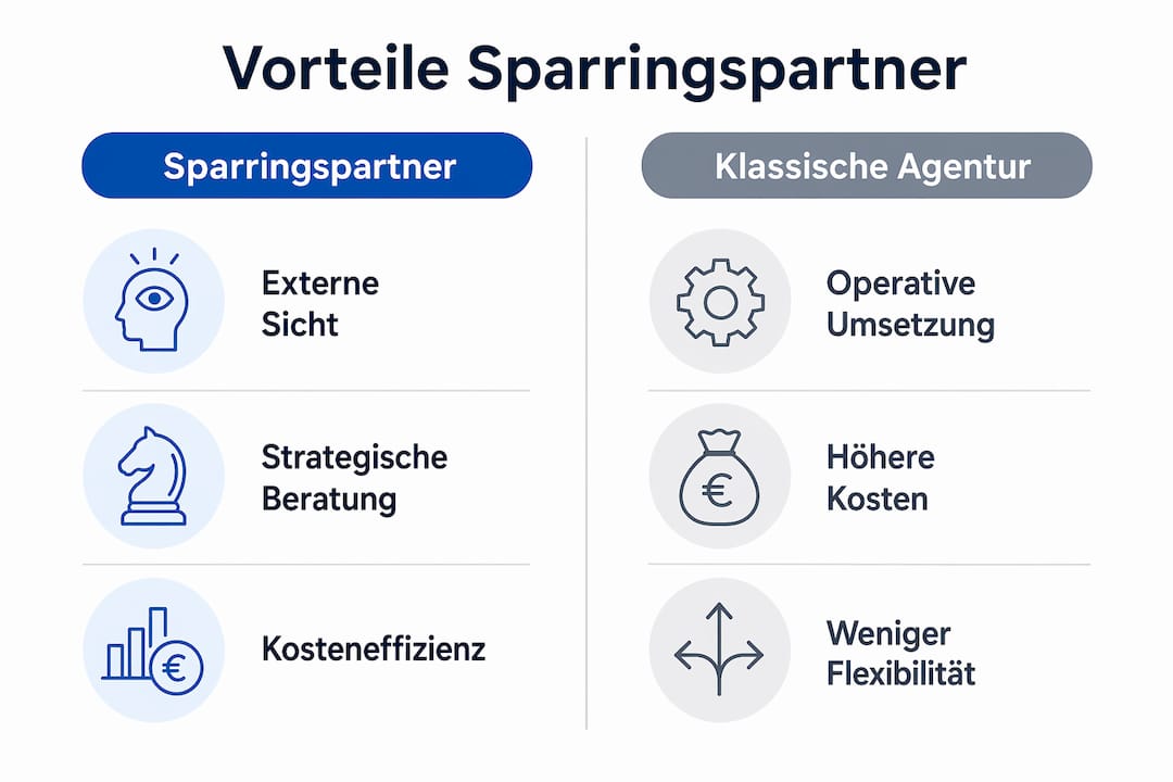 Infografik: Sparringspartner vs. klassische Agentur – ein Überblick im direkten Vergleich