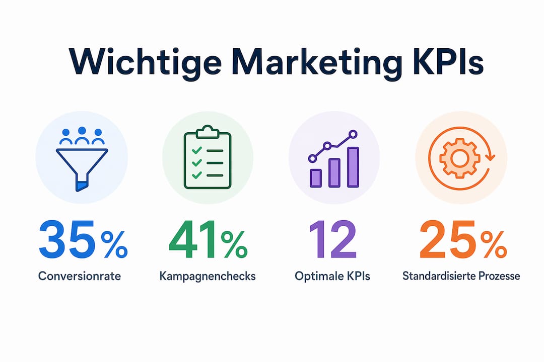 Übersichtliche Infografik mit den wichtigsten Kennzahlen für erfolgreiches Marketing