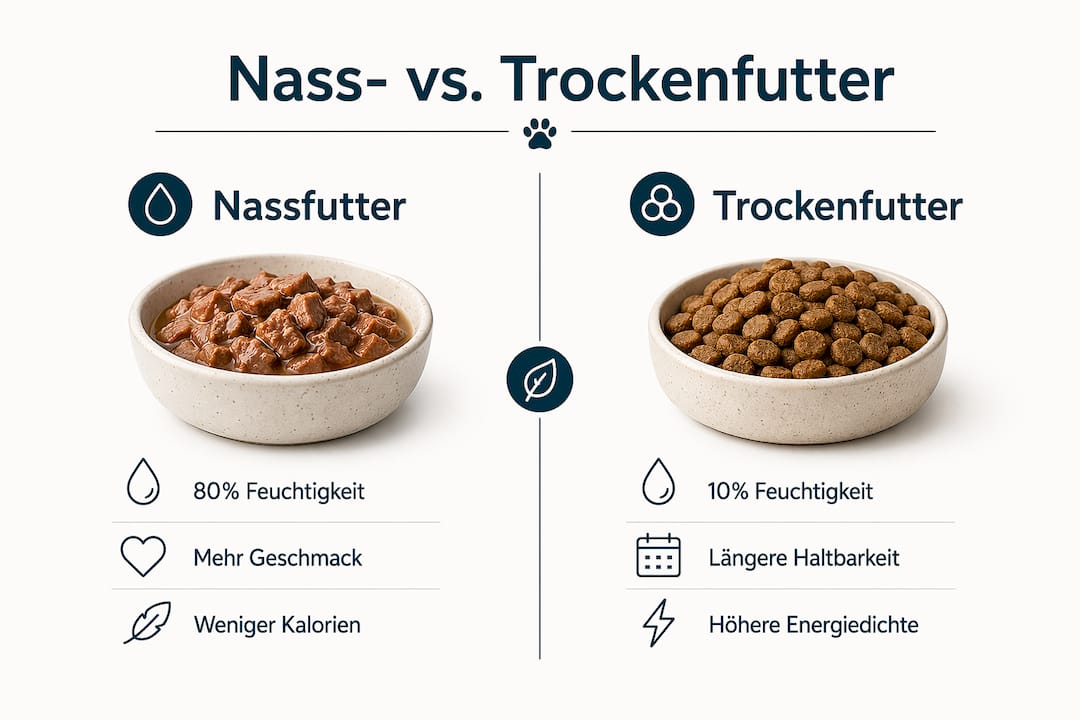 Infografik: Nassfutter vs. Trockenfutter – ein Überblick