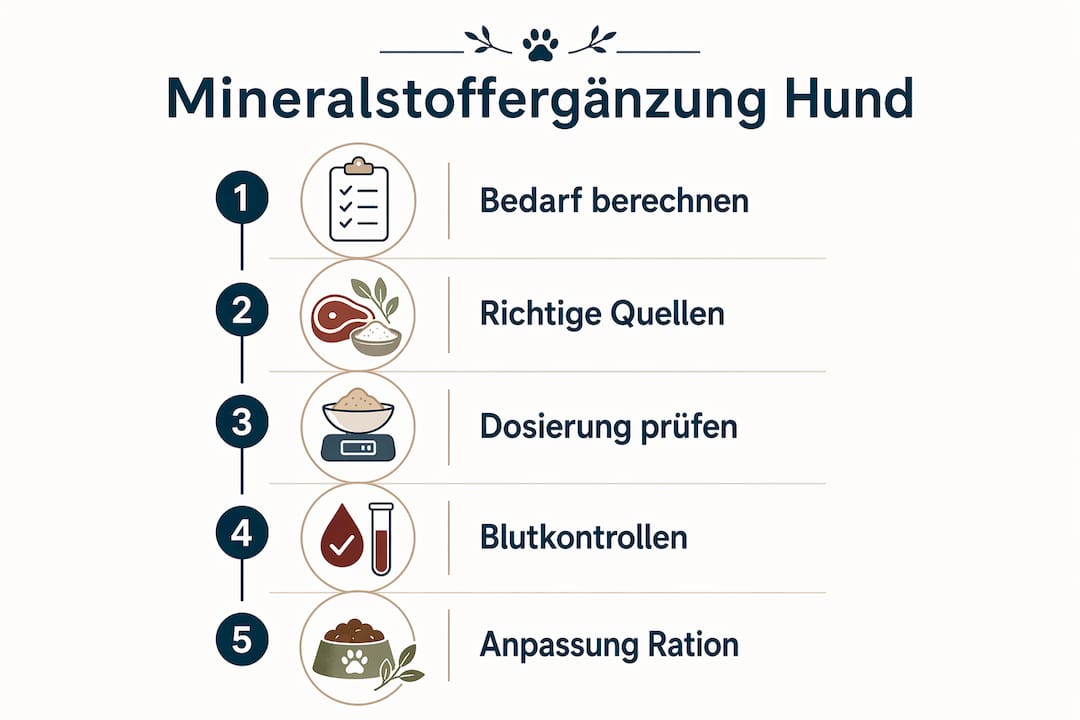 Die Infografik veranschaulicht die einzelnen Schritte, wie Mineralstoffe sinnvoll ergänzt werden können.