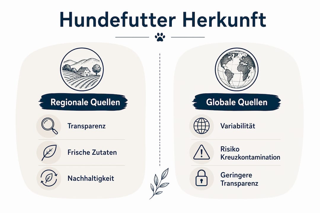Infografik: Regionales vs. weltweites Hundefutter – ein Vergleich der Herkunft