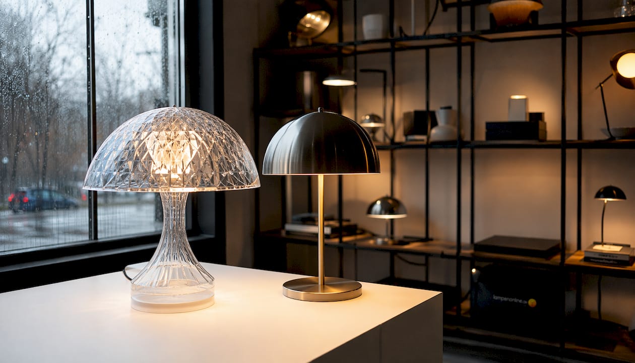 Ein warmweißes LED-Licht und eine klassische Glühbirne direkt nebeneinander – der Vergleich zeigt auf einen Blick die Unterschiede und Gemeinsamkeiten.