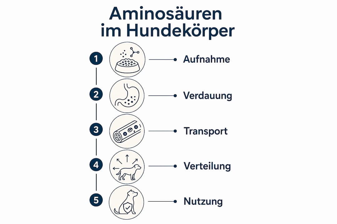 Übersicht: Wie Hunde Aminosäuren verarbeiten – Der Ablauf im Körper verständlich erklärt