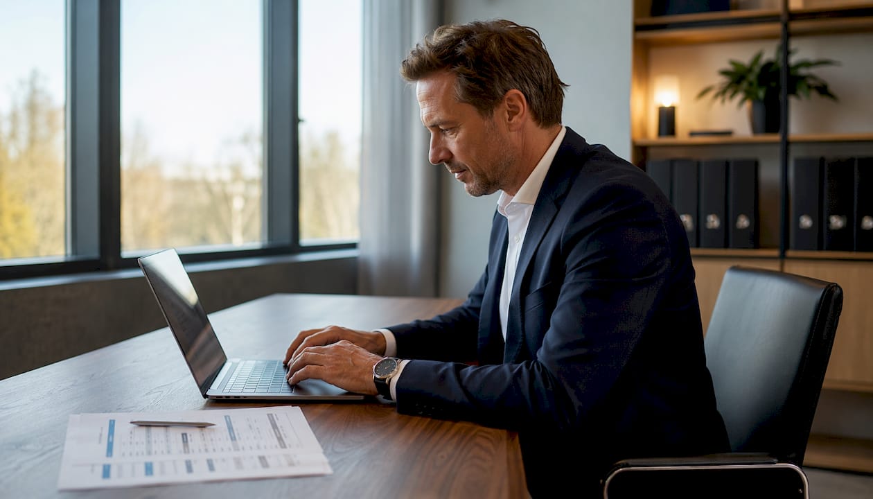 Hände am Laptop entwickeln eine LinkedIn-Werbestrategie