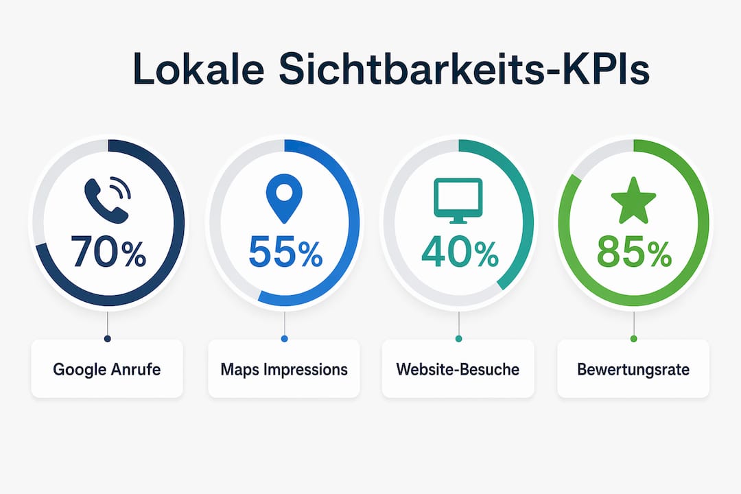 Übersichtsgrafik mit den wichtigsten Kennzahlen zur lokalen Online-Sichtbarkeit von Rechtsanwälten