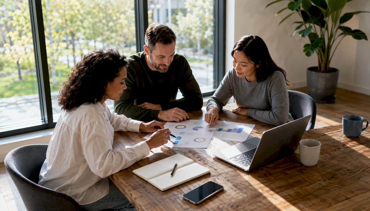 Das Marketing-Team diskutiert Strategien für nachhaltiges Wachstum.