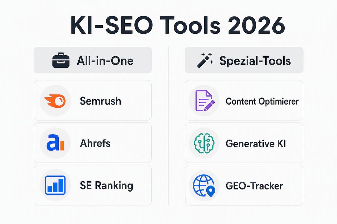 Infografik: Überblick und Vergleich verschiedener Kategorien von KI-basierten SEO-Tools