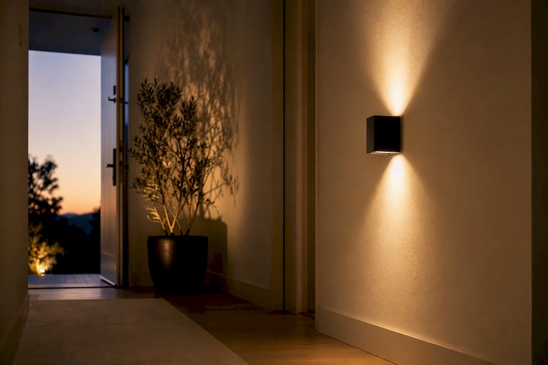 Flur mit smart gesteuerten, automatischen LED-Lichtern beleuchtet