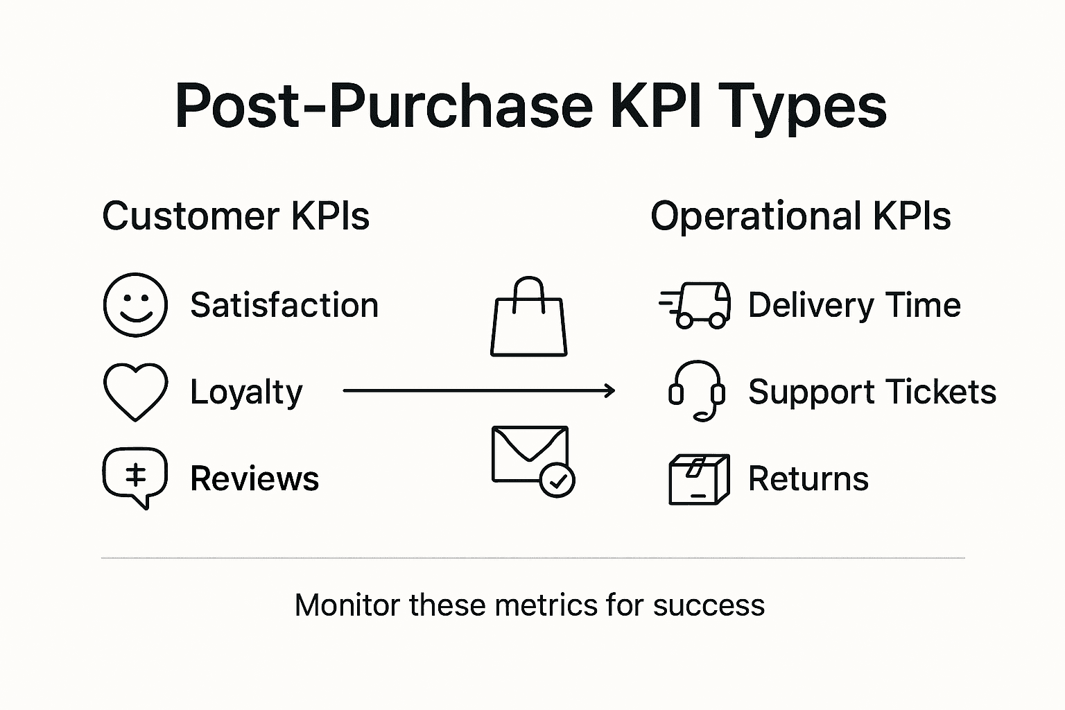 Infographic showing post-purchase KPI categories