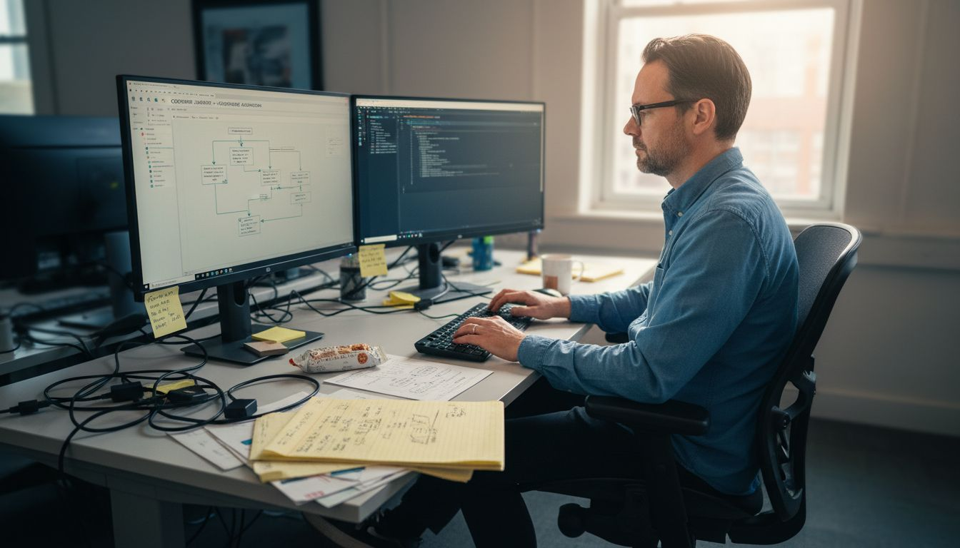 Technician setting up AI automation workstation