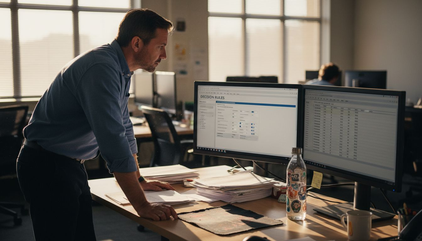 Operations lead reviewing decision layer dashboard