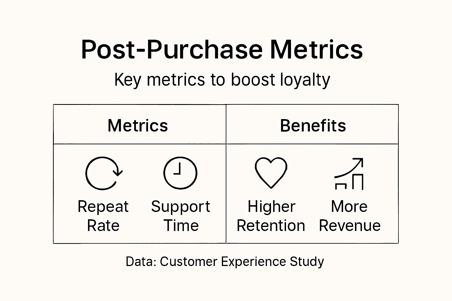 Infographic on key post-purchase metrics and benefits