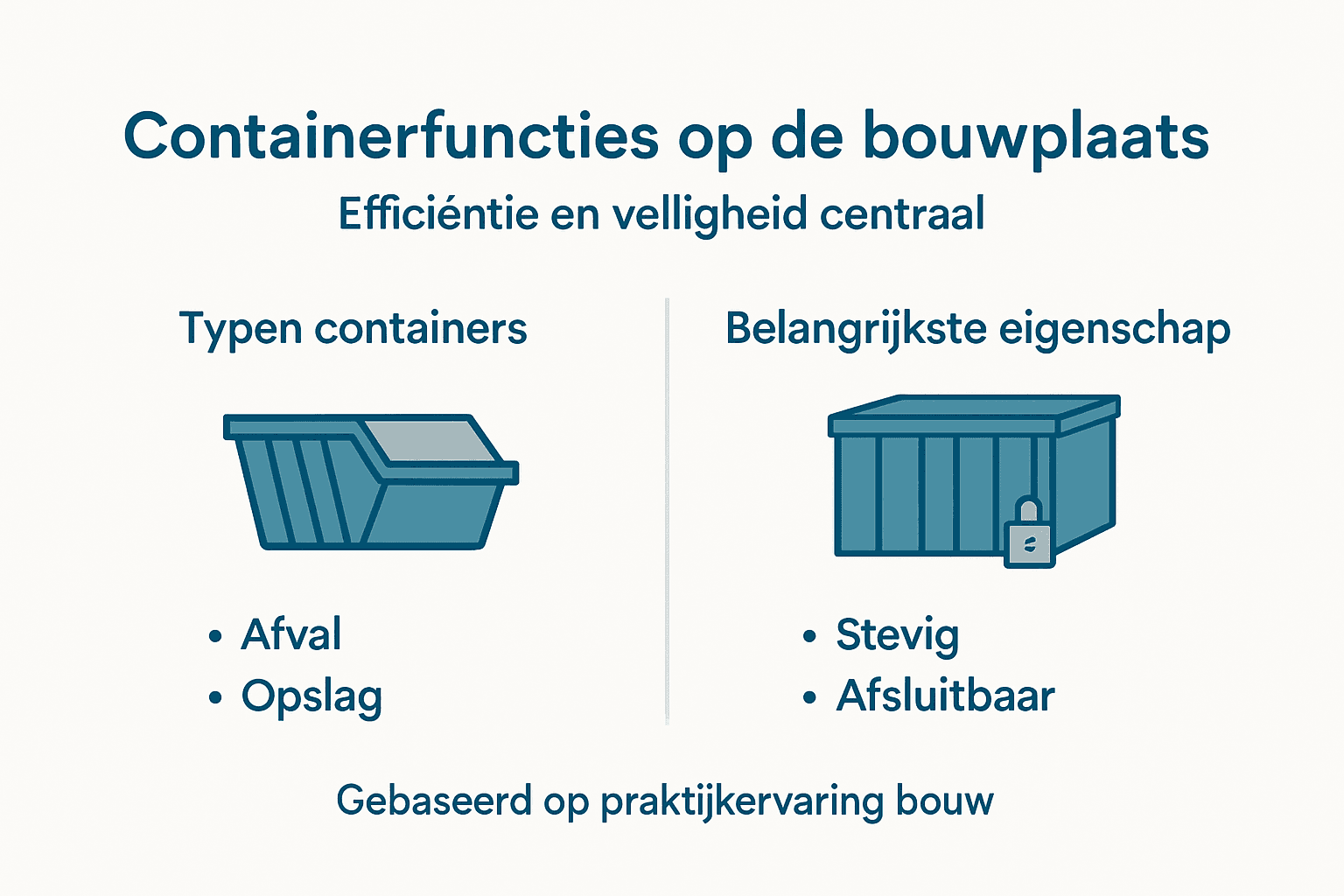 Overzicht van de verschillende soorten containers op de bouwplaats in één handige infographic