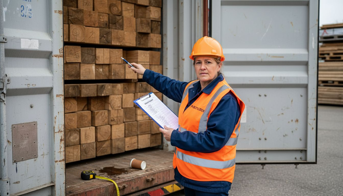 De manager kijkt na of de 20ft container de juiste afmetingen heeft.