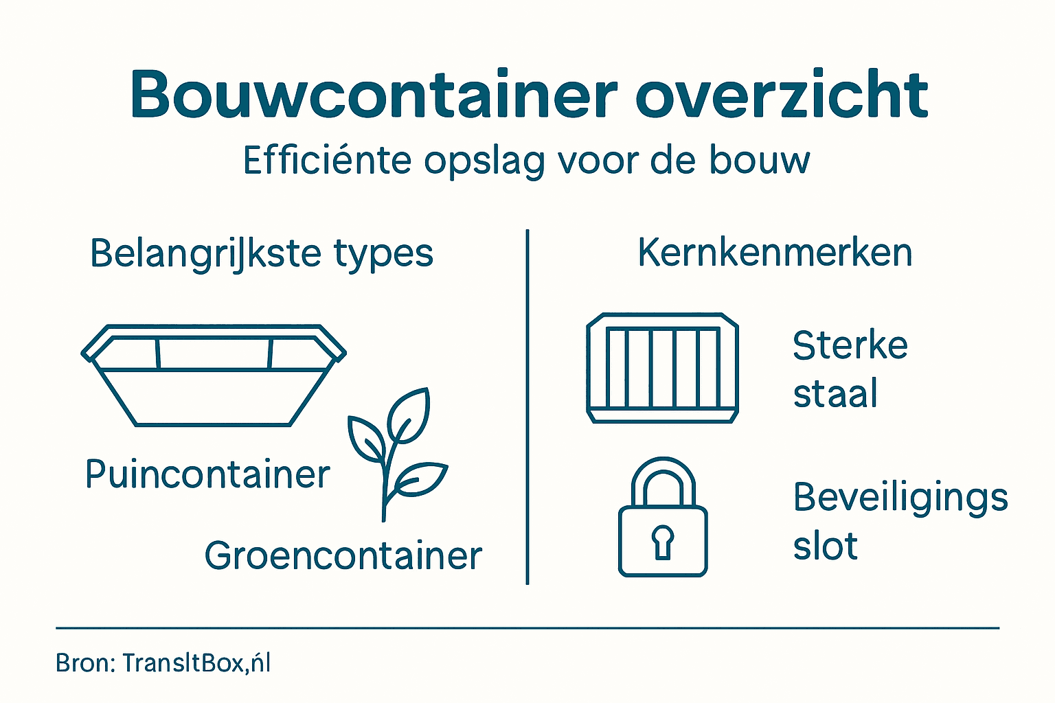 Overzicht van de verschillende soorten bouwcontainers en hun specifieke eigenschappen