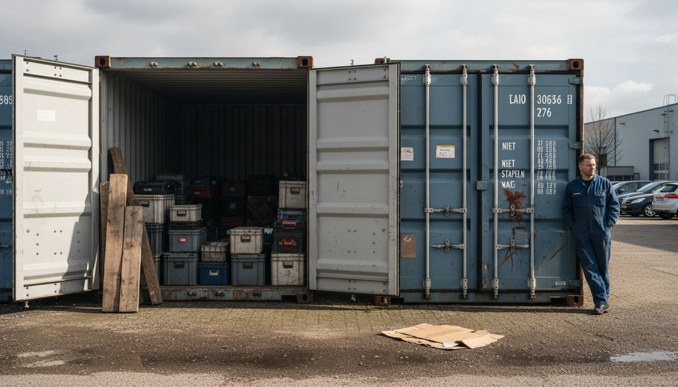 Meerdere 10ft containers keurig naast elkaar geplaatst