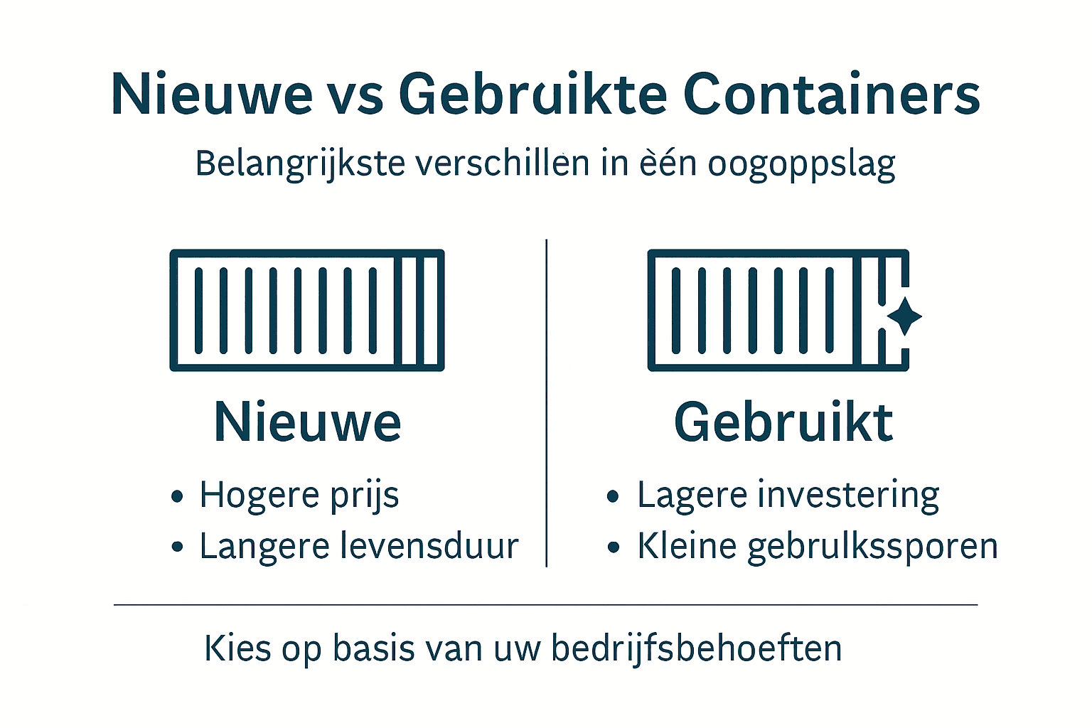 Overzicht: de belangrijkste verschillen tussen nieuwe en gebruikte containers