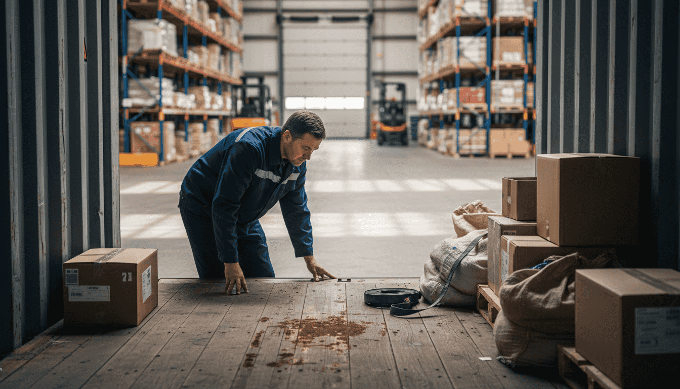 Controle op een evenwichtige gewichtsverdeling in de container