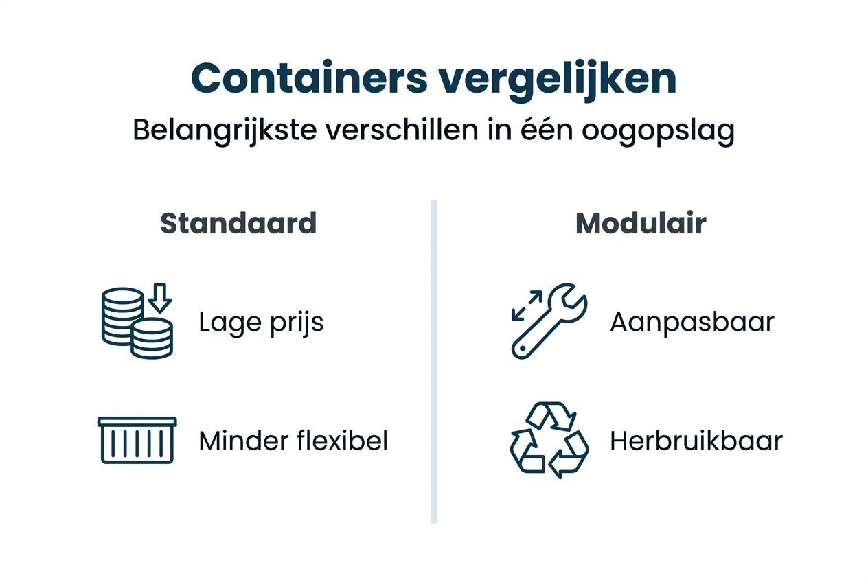 Infographic: standaard containers versus modulaire containeroplossingen
