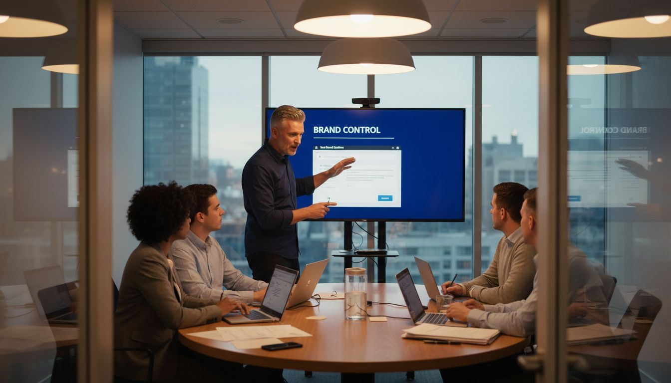 Team meeting on white-label email branding