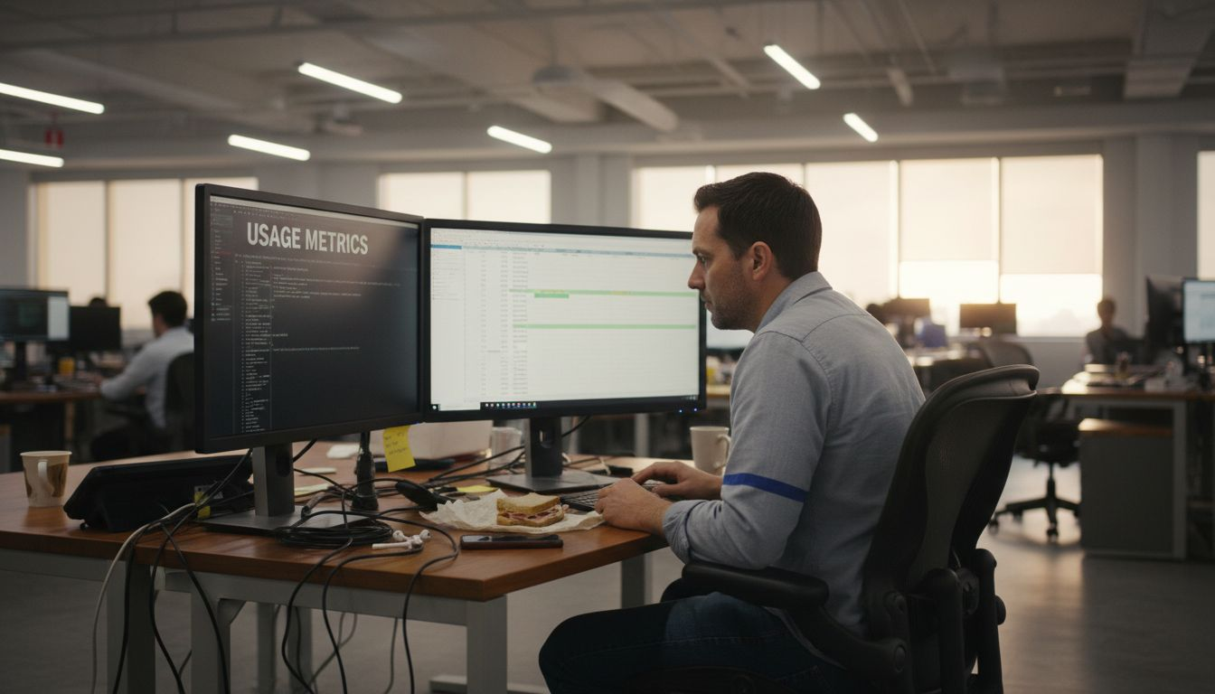 Technical manager reviews billing data screens