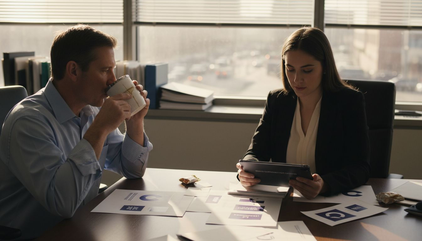 Agency and client meet about brand strategy