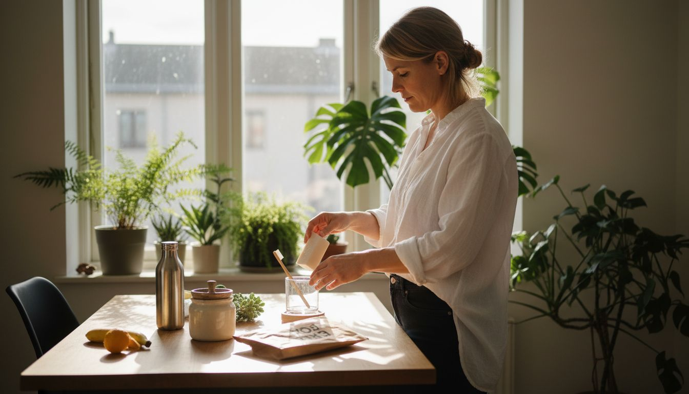 Hun v&aelig;lger plastikfri alternativer, n&aring;r hun indretter sit k&oslash;kken.