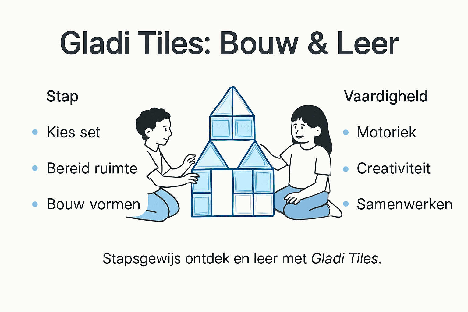 Infographic: stappenplan voor het bouwen en leren met Gladi Tiles