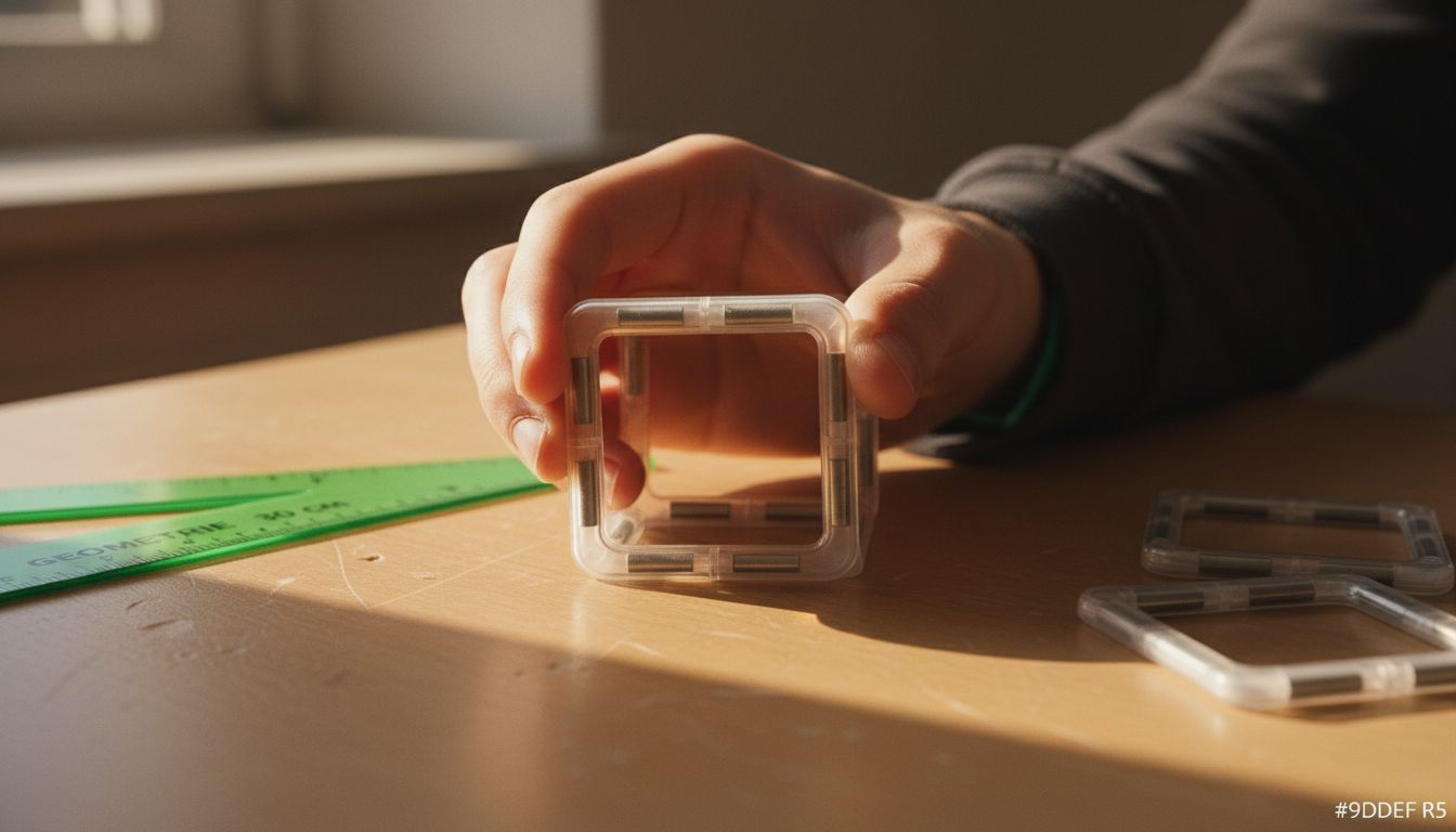 Detailfoto van een magnetische tegel waarop de magneetjes goed te zien zijn.