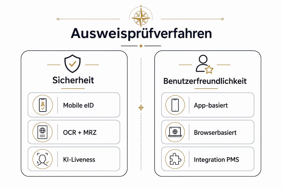 Die Infografik bietet einen übersichtlichen Vergleich verschiedener Methoden zur Identitätsprüfung.