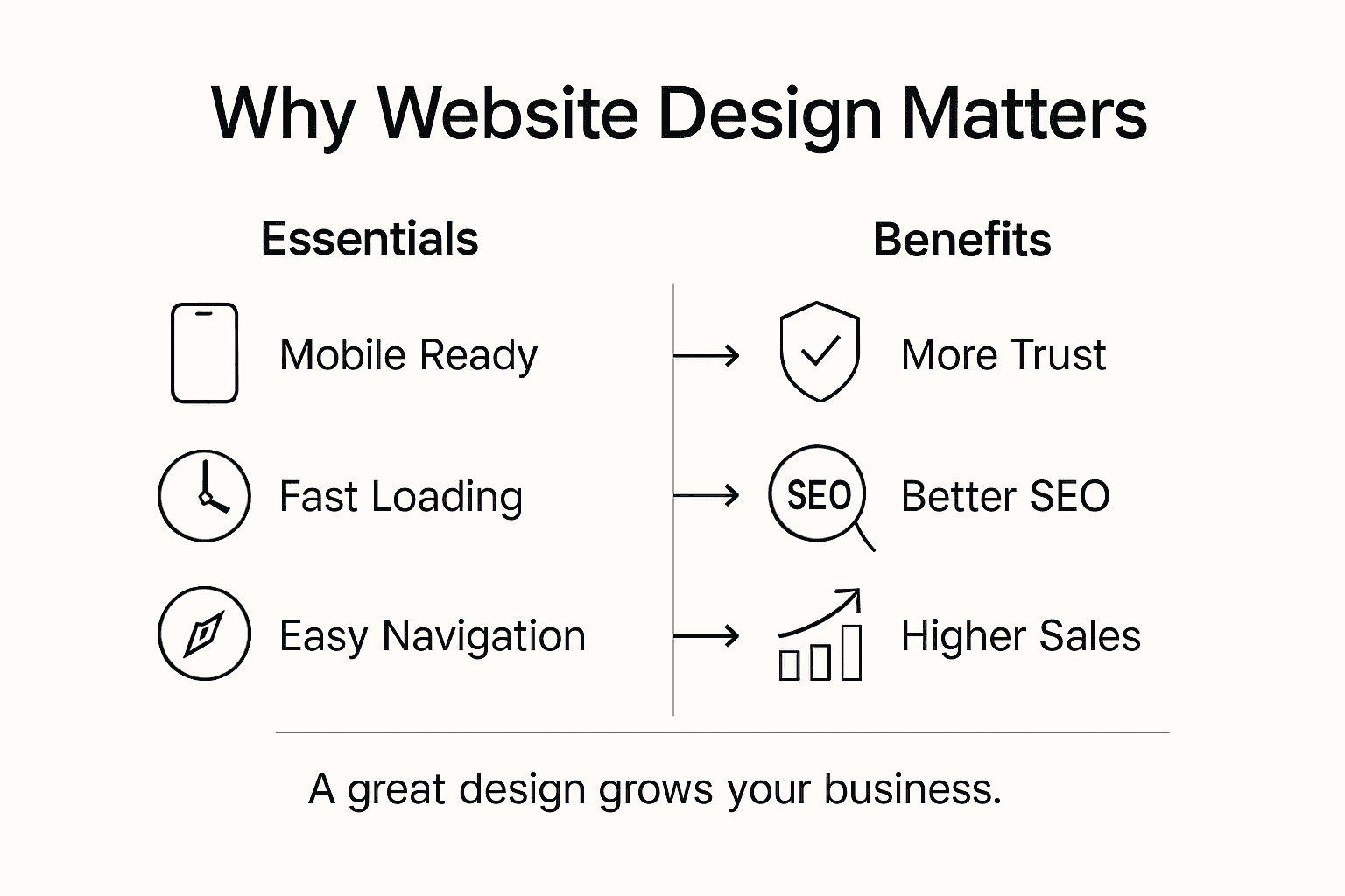 Infographic website design essentials and benefits
