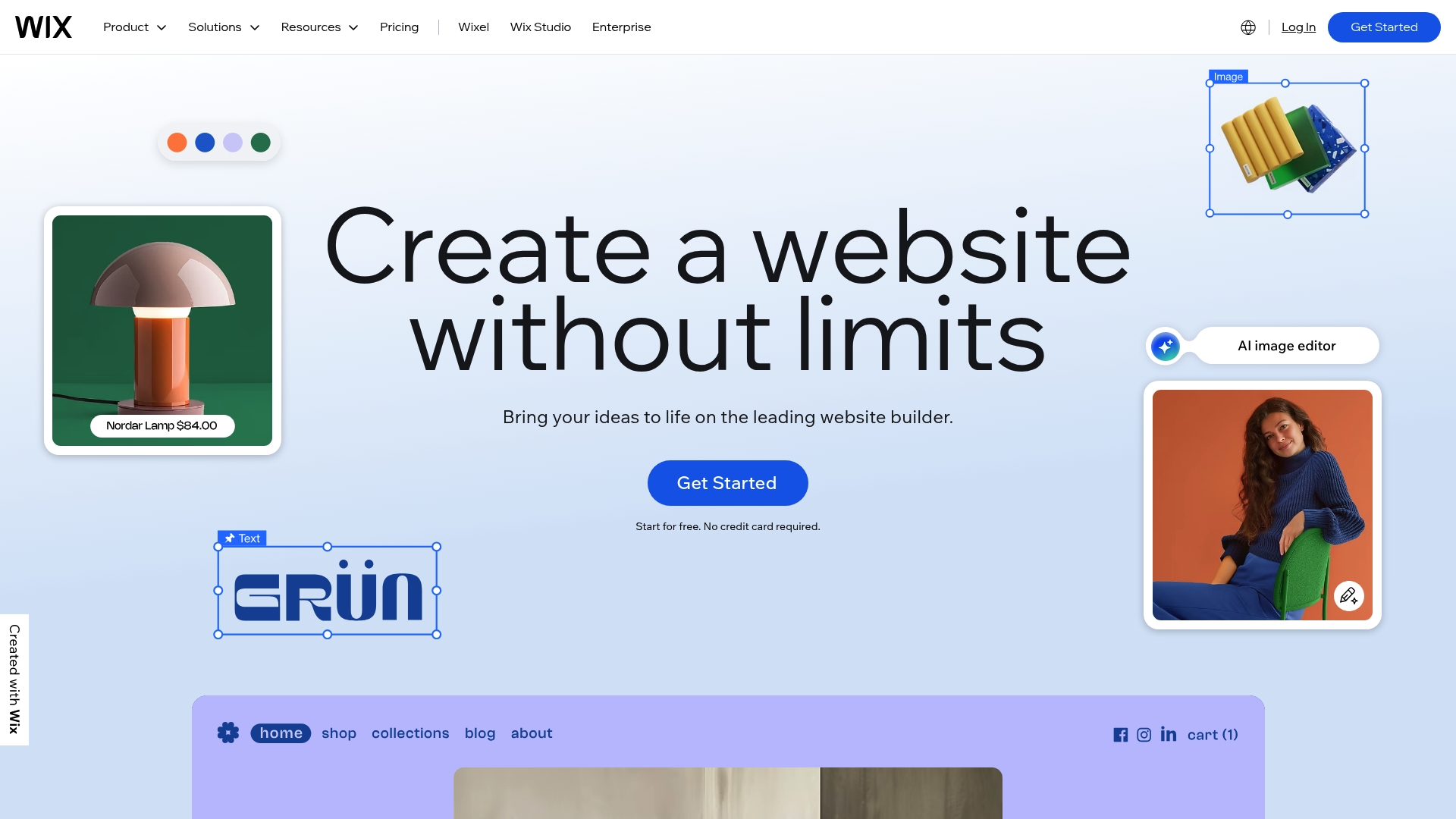 Wix website builder interface