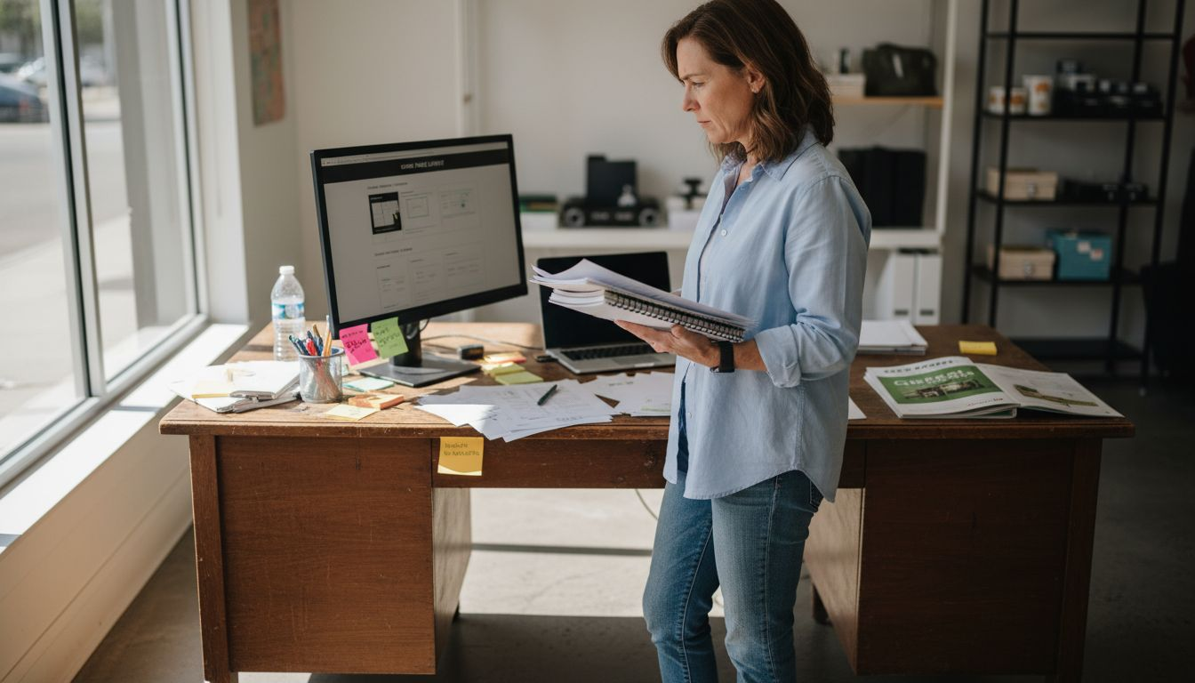 Small business owner planning website setup
