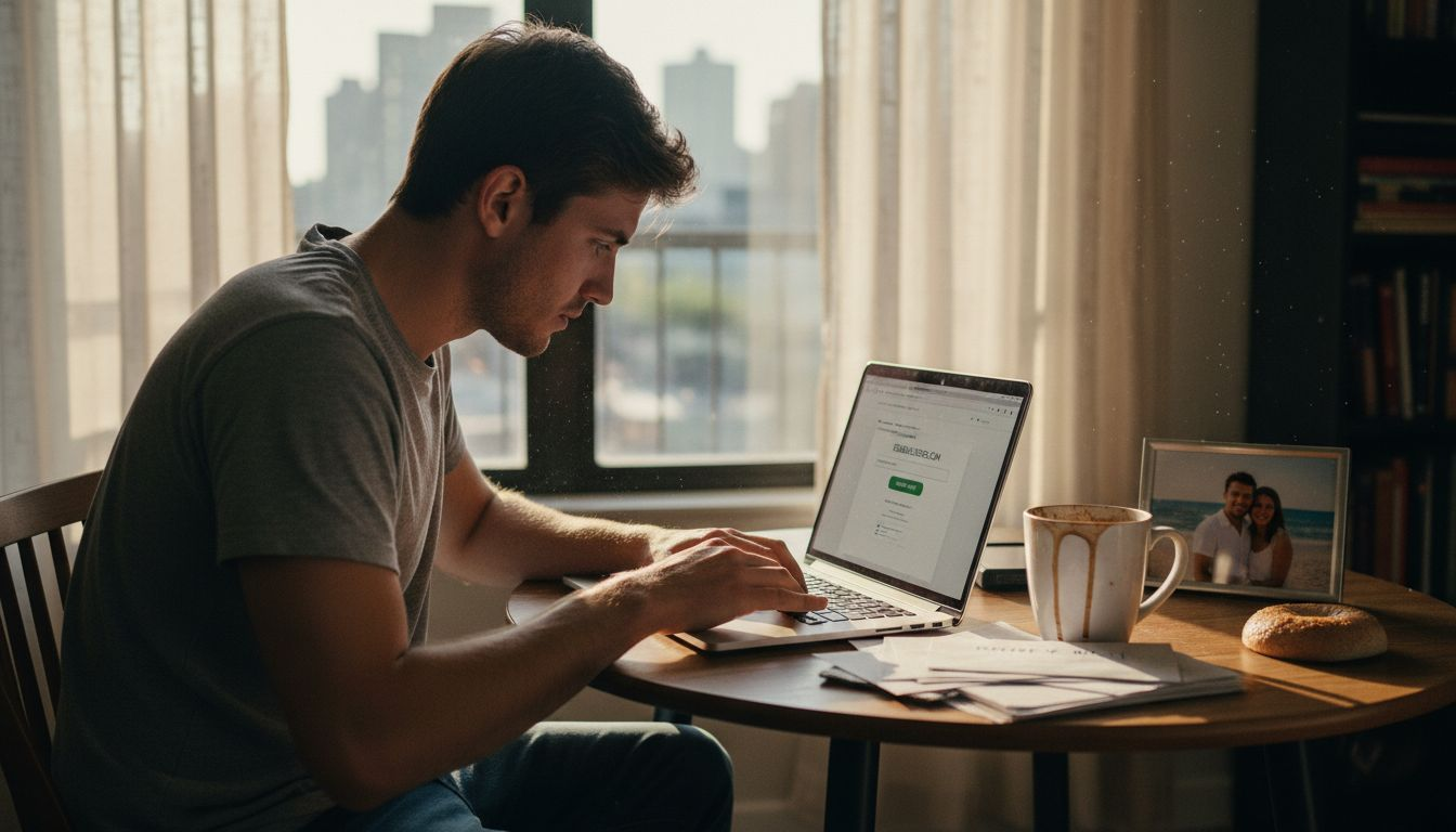 Small business owner registering domain name