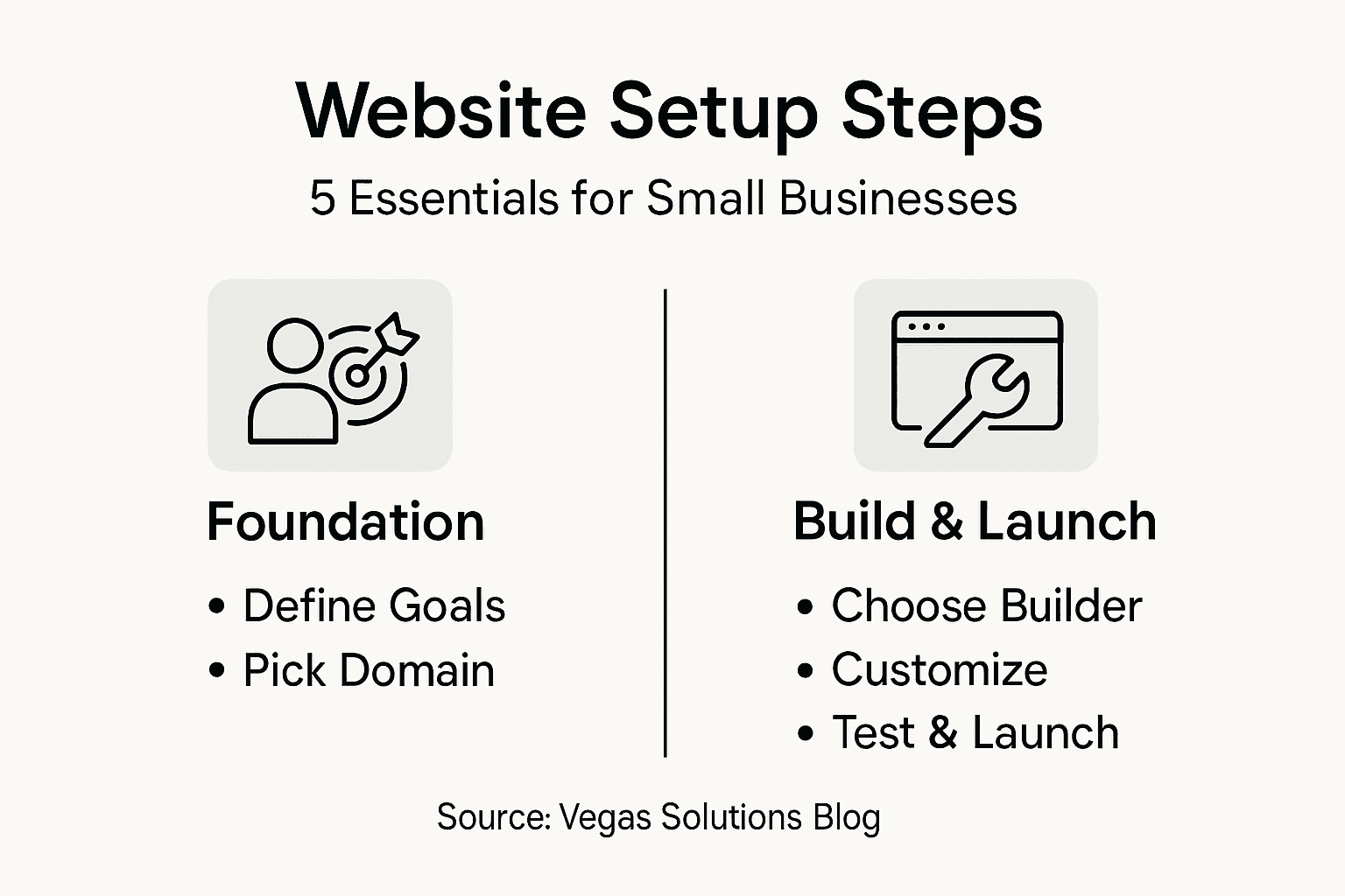 Infographic showing key website setup steps