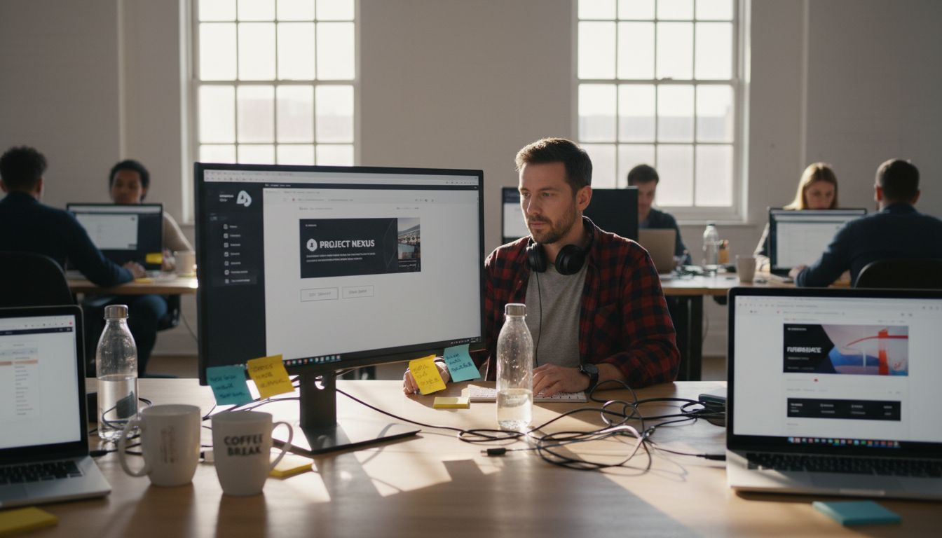 Web designer working at agency desk