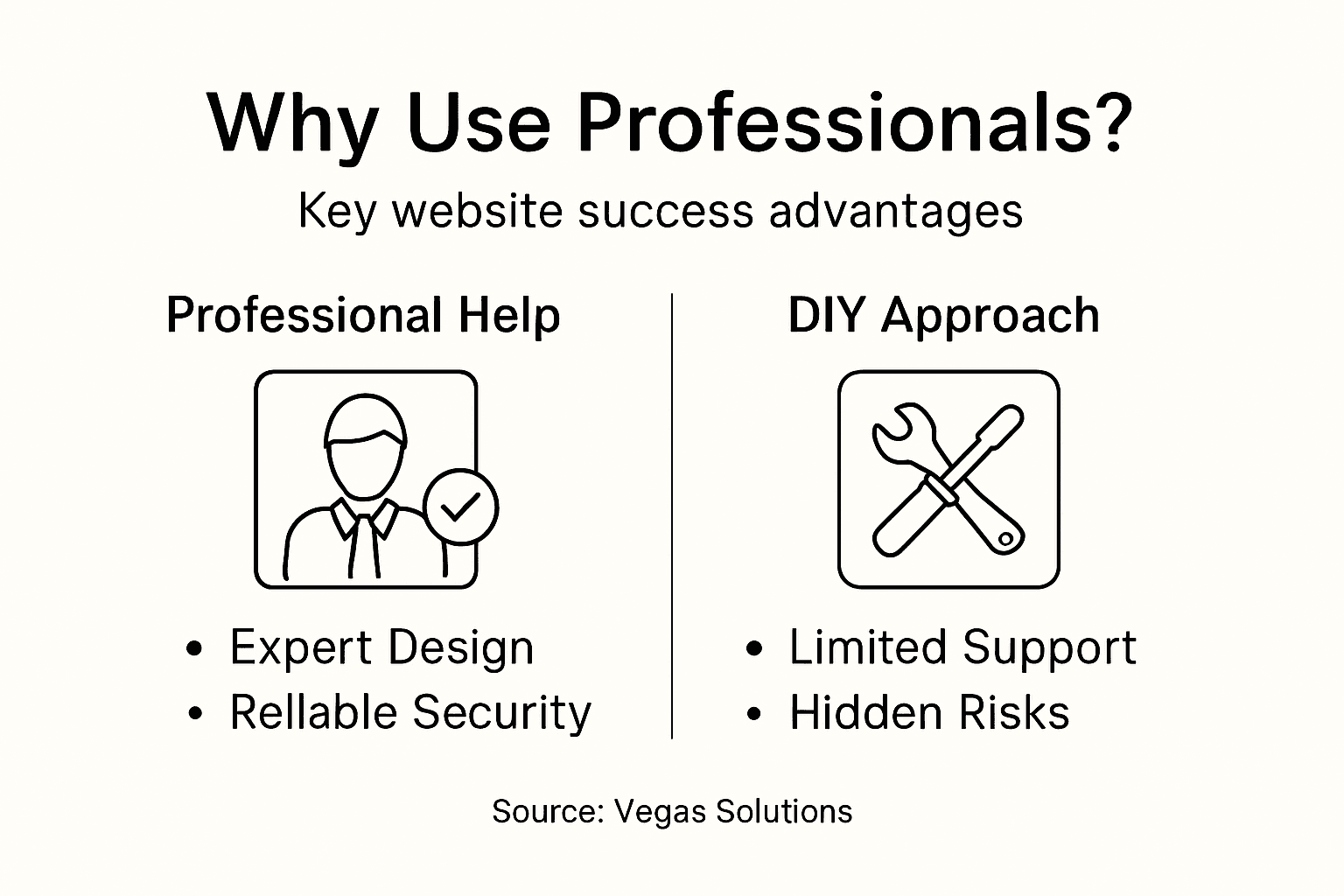 Infographic comparing professional and DIY website services