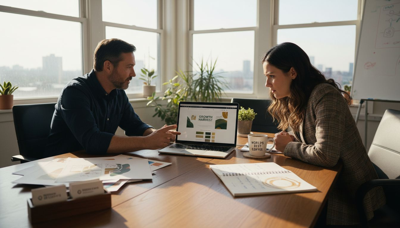 Branding consultation in office workspace