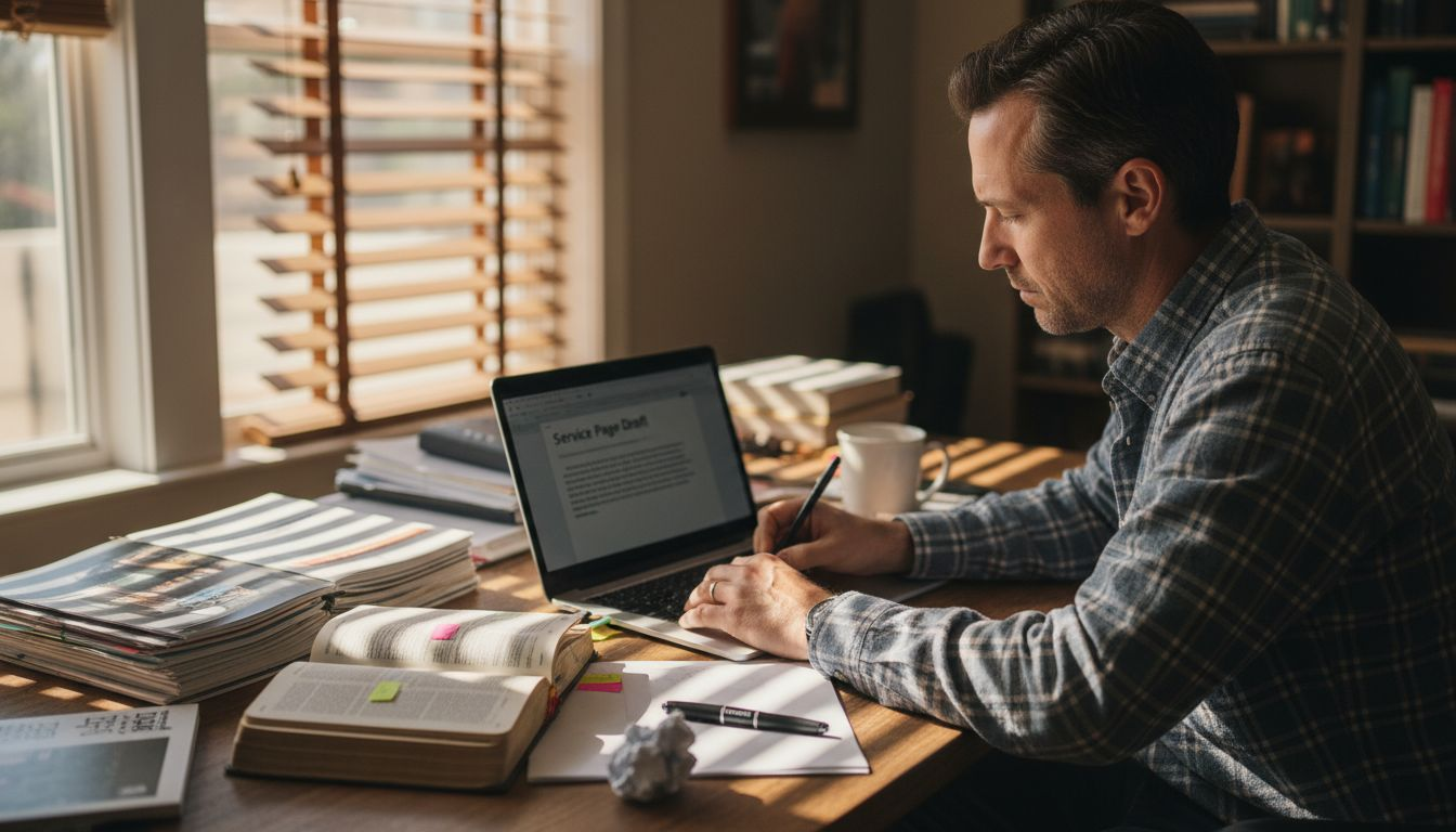 Copywriter crafting service business website content